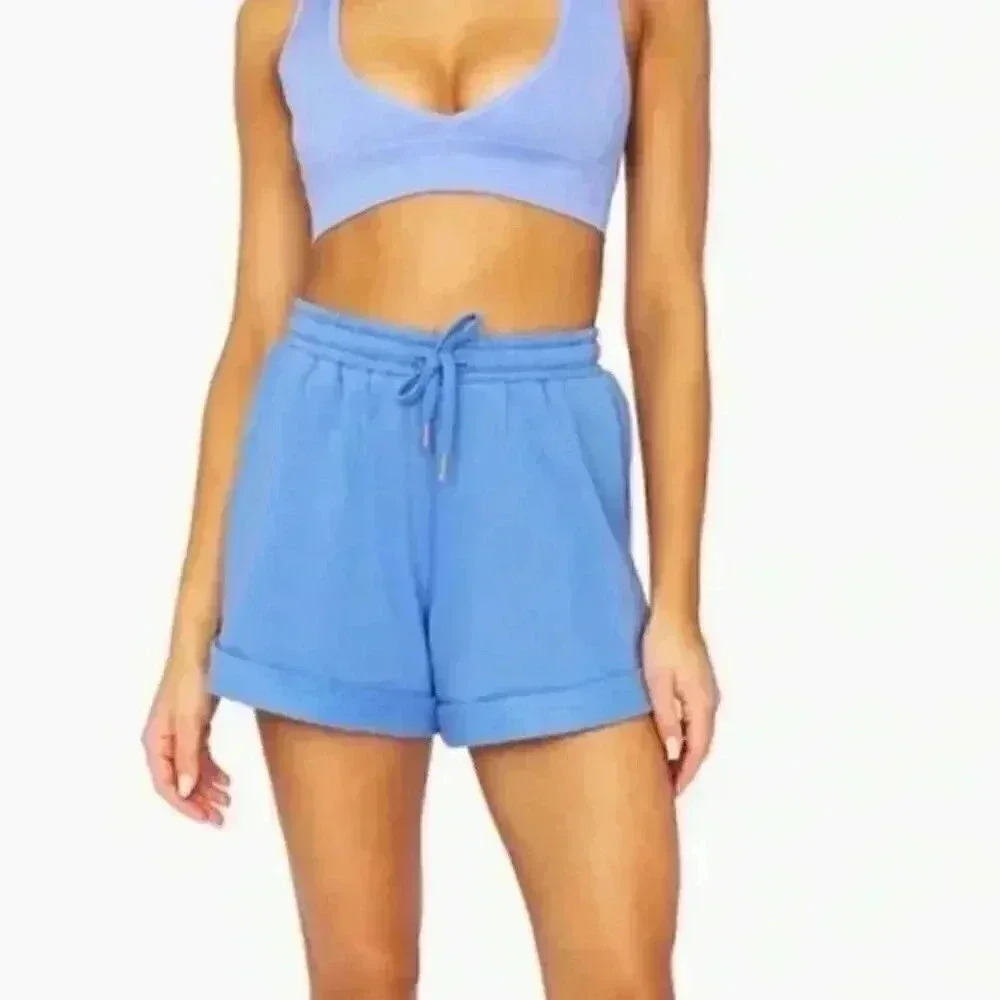 WeWoreWhat Pull On Sweat Short in Powder Blue